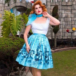 Pinup Couture Jenny 1950's Style Skirt in Blue Castle Print DISNEY